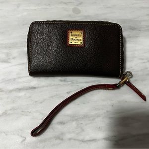 Dooney & Bourke brown & red wristlet clutch wallet